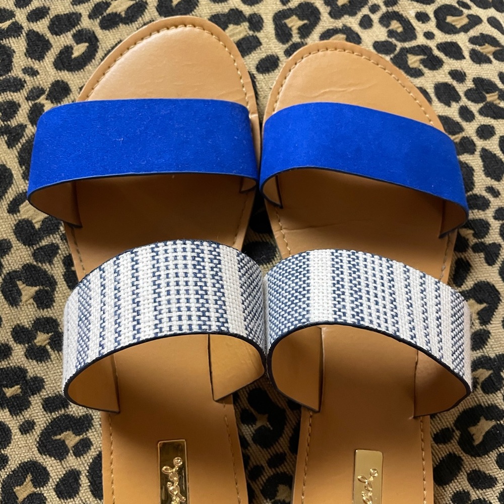 Qupid Blue Slide On Sandals